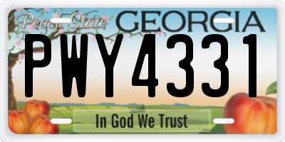 GA license plate PWY4331