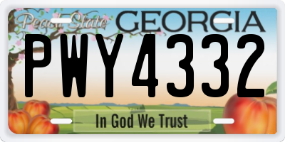 GA license plate PWY4332