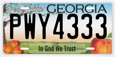 GA license plate PWY4333