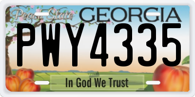 GA license plate PWY4335