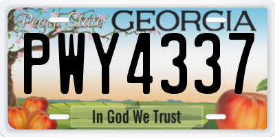 GA license plate PWY4337