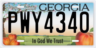 GA license plate PWY4340