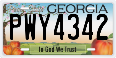 GA license plate PWY4342