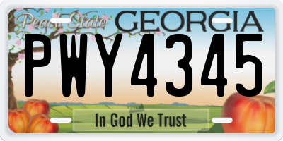 GA license plate PWY4345