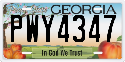 GA license plate PWY4347