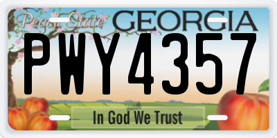GA license plate PWY4357
