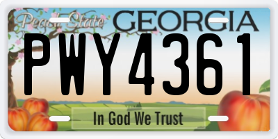 GA license plate PWY4361