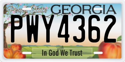 GA license plate PWY4362