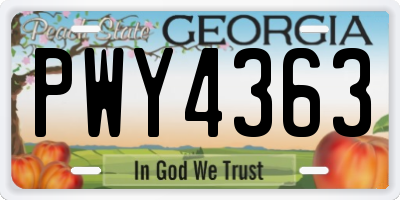 GA license plate PWY4363