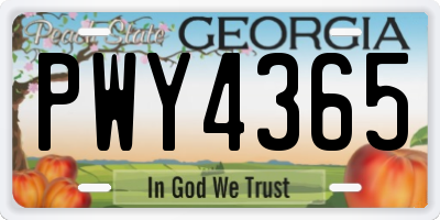 GA license plate PWY4365