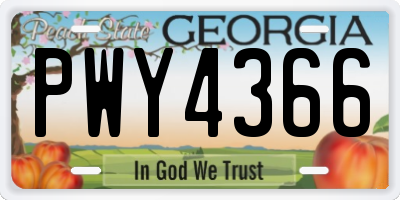 GA license plate PWY4366