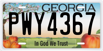GA license plate PWY4367