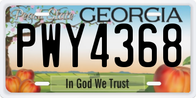 GA license plate PWY4368