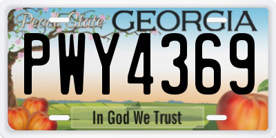 GA license plate PWY4369