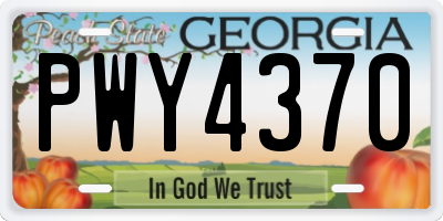 GA license plate PWY4370