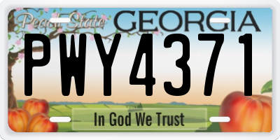 GA license plate PWY4371