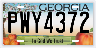 GA license plate PWY4372