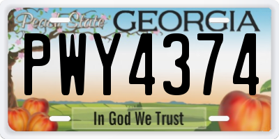 GA license plate PWY4374