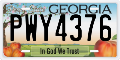 GA license plate PWY4376