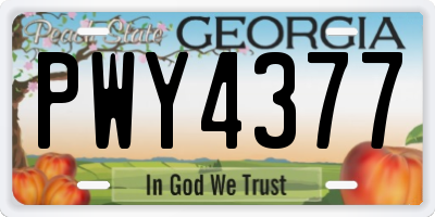 GA license plate PWY4377