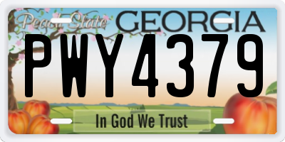 GA license plate PWY4379