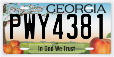 GA license plate PWY4381