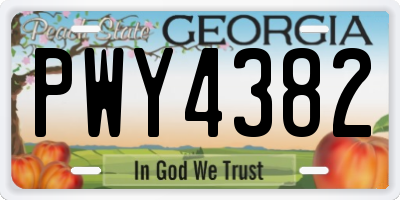 GA license plate PWY4382