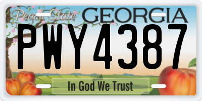GA license plate PWY4387