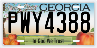 GA license plate PWY4388