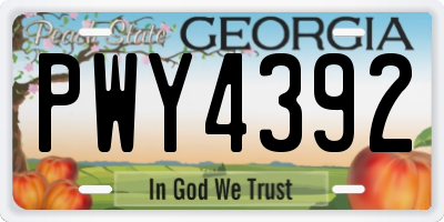 GA license plate PWY4392
