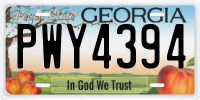 GA license plate PWY4394