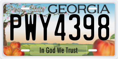 GA license plate PWY4398