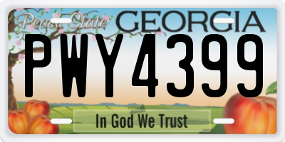 GA license plate PWY4399