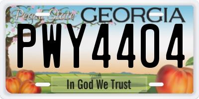 GA license plate PWY4404