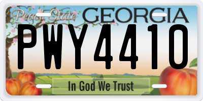 GA license plate PWY4410