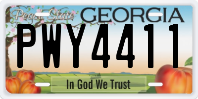 GA license plate PWY4411