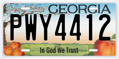 GA license plate PWY4412