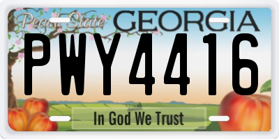GA license plate PWY4416