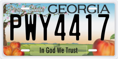 GA license plate PWY4417