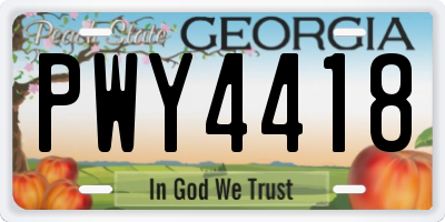 GA license plate PWY4418