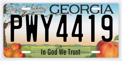 GA license plate PWY4419