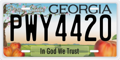 GA license plate PWY4420