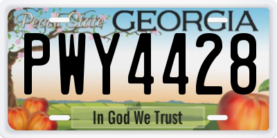 GA license plate PWY4428