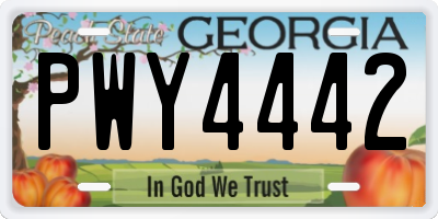 GA license plate PWY4442