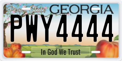 GA license plate PWY4444
