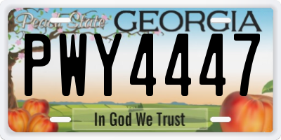 GA license plate PWY4447