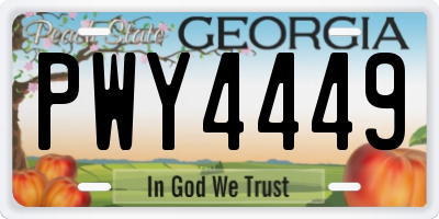 GA license plate PWY4449