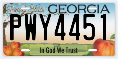 GA license plate PWY4451