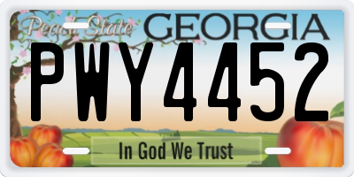 GA license plate PWY4452