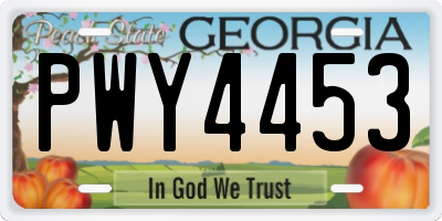 GA license plate PWY4453